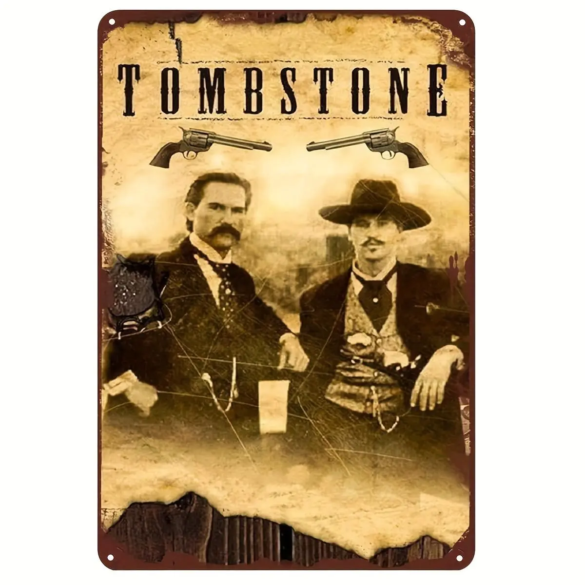 Retro Western movie themed Iron Plate - "Tombstone 1993" - Durable iron metal wall art for homes, bars, beds - Weather resistant pre-drilled ative poster, 8x12 "- Decor Ornaments Decoration Artistic