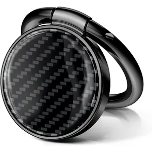 Cell Phone Ring Holder, Metal Kickstand Grip 360? Rotation Compatible with iPhone 15 Pro Max/15 Plus/14/13/12 Series & Galaxy S24/S23 Ultra and Other Phones(Carbon Fiber)