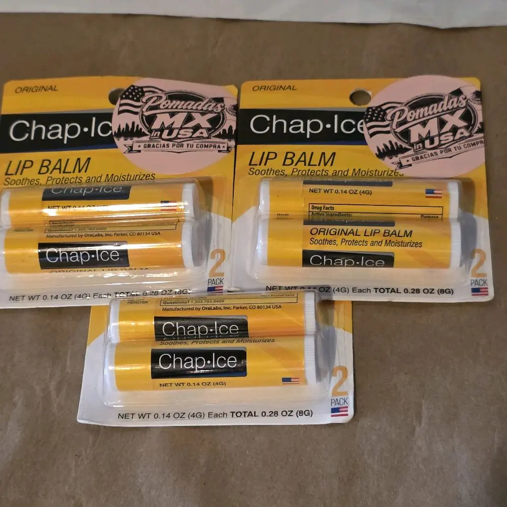 3 2pack Chap Ice Original Lip Balm Smooth Protects and Moisturizes