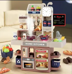 Kitchen Pretend Play Toy, 1 Box Kitchen Toy withLight & Sound & Smoke Function, Cooking Toy forKids, Kitchen Play Set, Perfect Gift for Young Chefs and Game Time Adventures, gift for kids Wooden kid grills miniature things