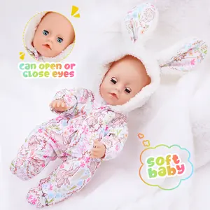 DEARBEI 10 inch Cute Baby Doll, Simulation Doll, Rabbit Pajama Rebirth Doll, Eye Movement, Washable, Soft Material, Children's Toy, Christmas Gift, Valentine's Day Gift