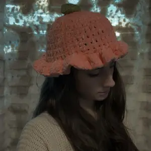 Peach hat- soft crochet bucket hat style