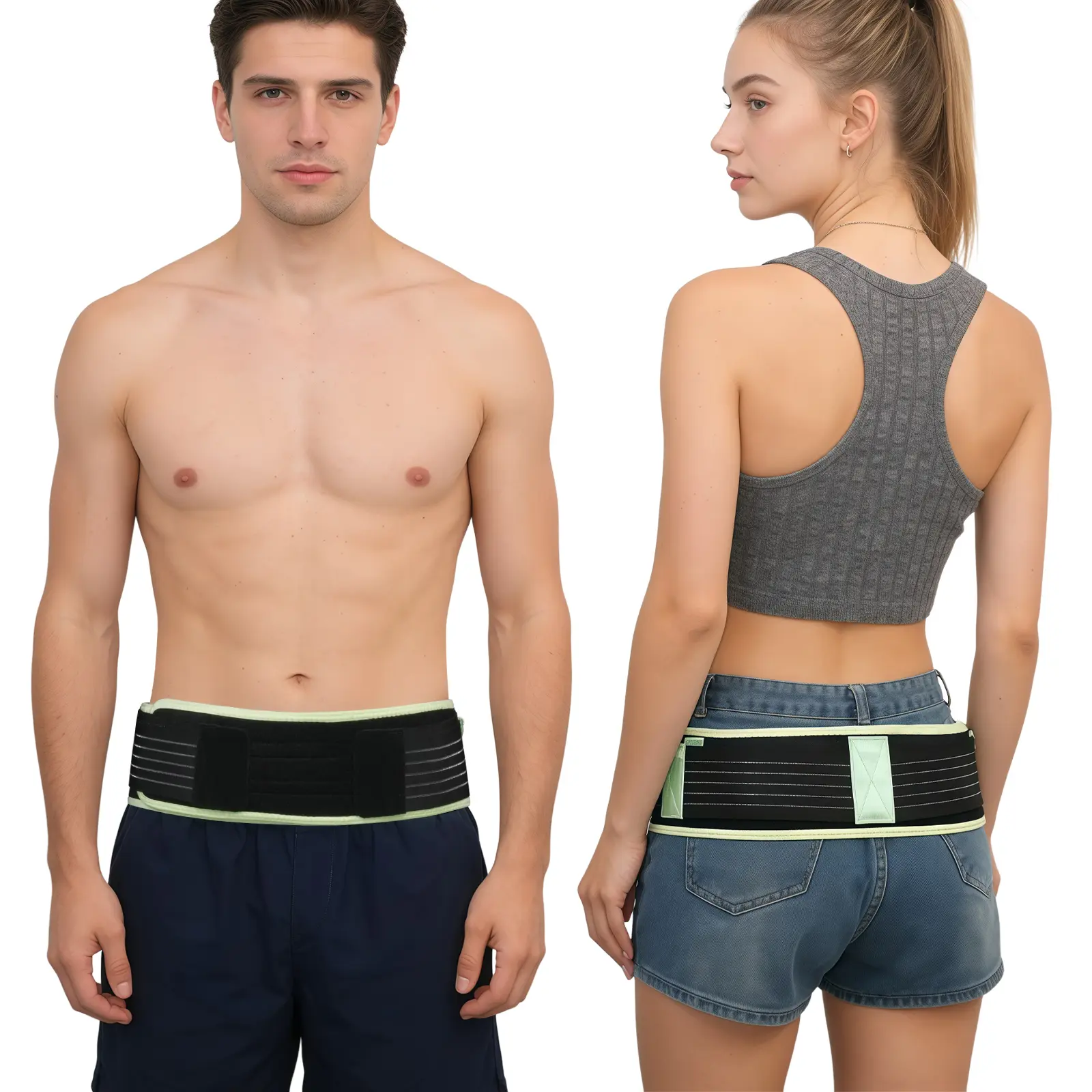 Dual Adjustable Strap Lower Back Support Belt, Elastic Stretch Waist Support Wrap with Non-Slip Design, Flexible Back Support Brace for Men and Women, Comfortable Wear for Office, Workout and Daily Activities