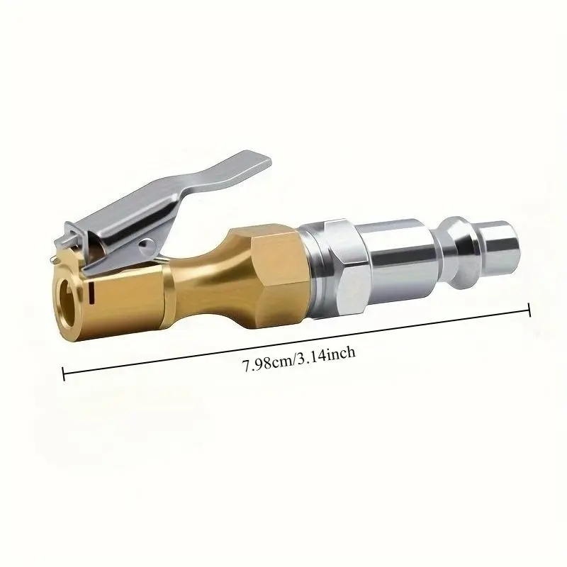US standard quick connection male head turn tire fast inflation, strengthen quick clip inflatable nozzle, heavy duty locking tire inflatable chuck with clamp-fit, copper material, fast ventilation, Automotive Tire Inflator, Tire Air Chuck