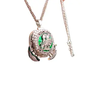 American Football Championship Ring Pendant, Eagle Pendant, Perfect Gift for Sports Enthusiasts, High-Quality Design, Elegant Desktop Decoration, Engraved Ring Necklace