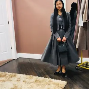 2 pcs Dress and Bolero Set - Stylish Grey Dress with Matching Bolero Jacket for Women