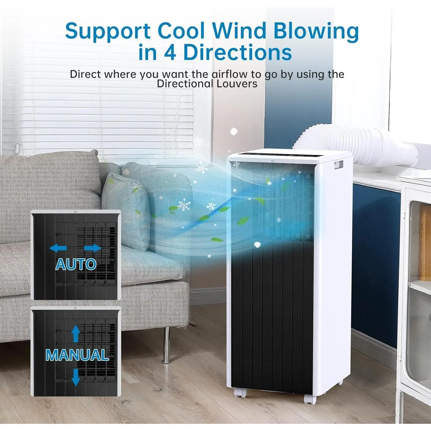 OP-8,000 BTUs Portable Air Conditioner - 3-in-1 AC Unit Cools 350 Sq.Ft, 50dB Ultra Quiet, with Dehumidifier, Fan, Cool, 24-Hour Timer Mode, Window Kit & Remote