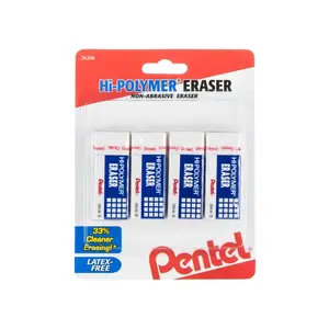 Hi-Polymer Block Eraser Small White, 4-Pk Carded