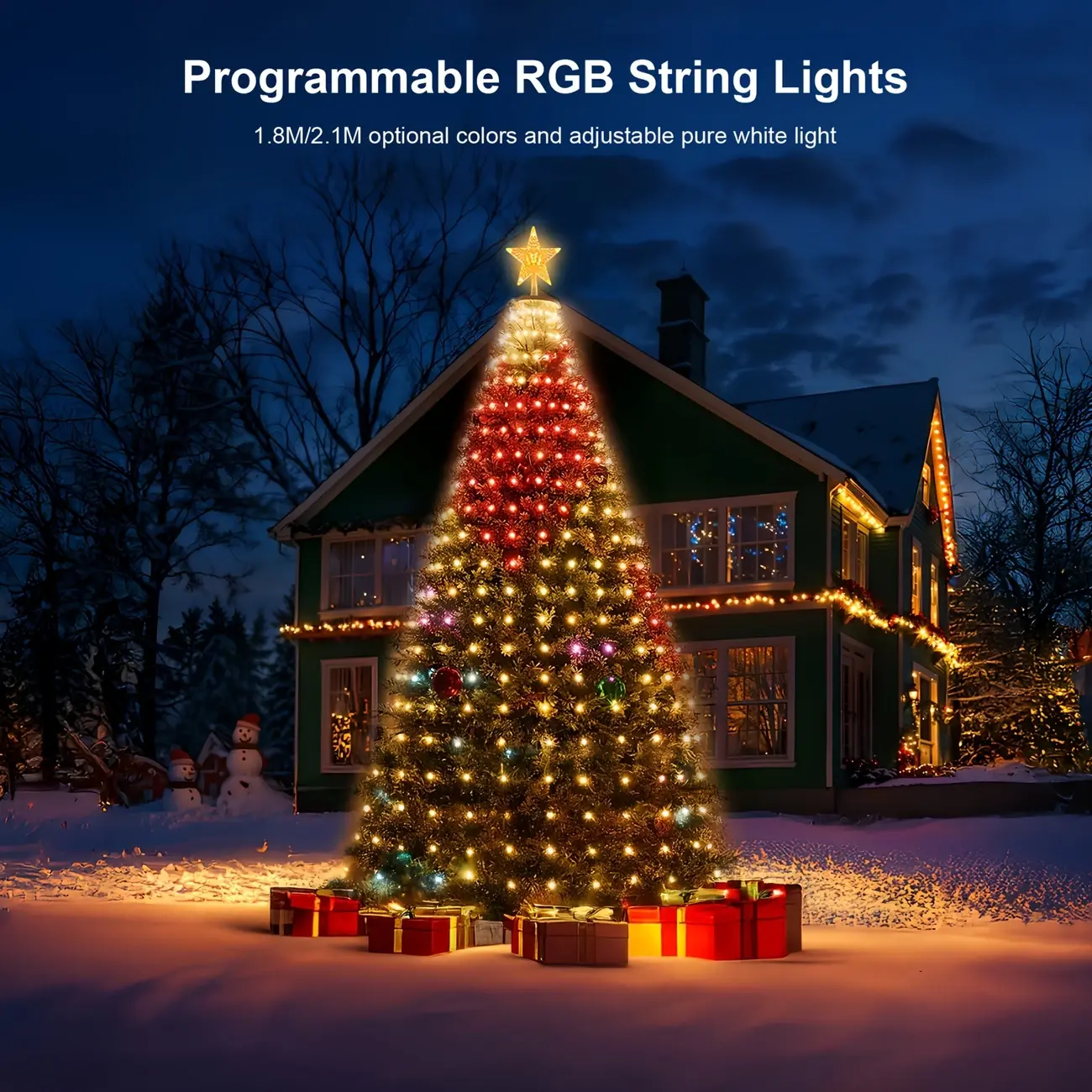 400 LED Smart RGB Christmas Tree Lights - Color Changing, DIY Mode, DIY Text & Pattern Display, Music Sync, App & Remote Control, Easy Setup, Waterproof, Gift-Ready Indoor/Outdoor Home Decor for Xmas Parties, Halloween, Birthdays, Daily Home Decor