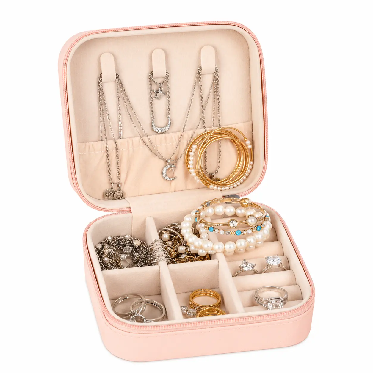 Travel Jewelry Case Small Jewelry Box Jewelry Organizer Storage Case Portable PU Leather Mini Jewelry Travel Case for Girls Womens Earring, Necklace, Rings,Bracelets