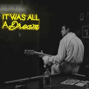 It Was All A Dream Letter Pattern Neon Sign, USB Powered Wall Mounted Neon Light, Decorative Light for Home Office Study Room Training Center