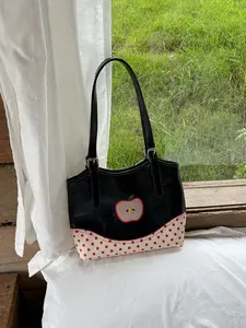 New Cute Girl Apple Polka Dot Handbag, Unique Design Commuter Small Tote Bag, Versatile and Stylish Shoulder Bag for Daily Use, Pu Tote Satchel