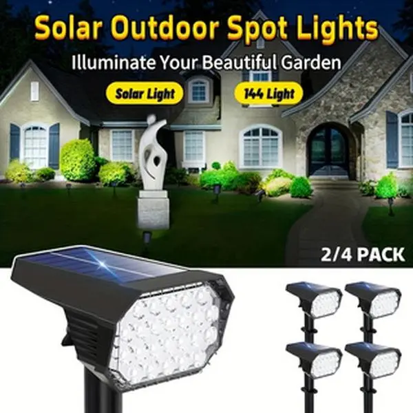 [Garden Goodies] 2/4 Pack Solar Powered Outdoor Spotlights Outdoor Landscape LED Spotlights, Sunrise And Sunset for House Yard Trees, Plants, Walls, Paths, Gardens, Statues, Advanced Decorative Lighting, 3 Modes