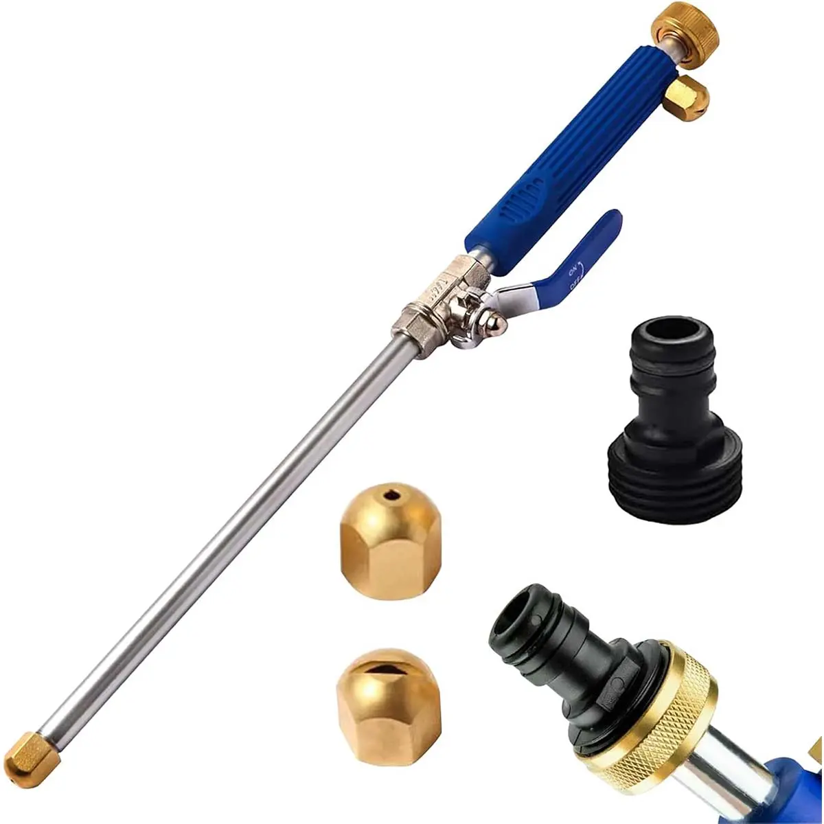 Handheld Hydro Jet Power Washer Wand, High-Pressure Cleaning Tool with 2 Nozzles, Quick Connectors, Pressure Washer Attachments & Reinforced Switch for Patio, Car Use, Handheld Power Washer