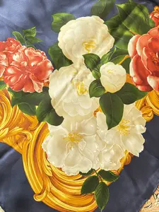 Pre-owned CHANEL Silk Bag Accessories Floral 100% Scarf 40 inches x 40 inches