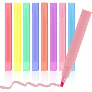 Highlighters Assorted Colors, 8 count  Highlighters, Aesthetic Cute Pastel Highlighter Set,  Highlighter and Pens No Bleed, Chisel Tip, Candy Colors, No Bleed Bibles Assorted Colors