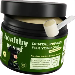 Healthy Woof Dog Dental Powder for Bad Breath & Teeth Cleaning – No Brushing Oral Care, Daily Plaque & Tartar Support, Breath Freshener for Dogs