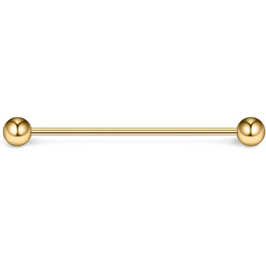 Hypoallergenic No Nickel Metal 16 Gauge Industrial Barbell Cartilage Earring Body Jewelry Set, 1.375 Inch(35mm) with Flocking Bag