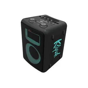 Klipsch Vegas Music City Portable Bluetooth Bass Speaker - Battery-Powered, 5 Dynamic Light Show Modes, 8-Hour Battery Life, IPX4 Water Resistance, Pole-Mountable, Wireless & Wired Connectivity, Auxiliary Input, Included Karaoke Microphone, for Events, Au