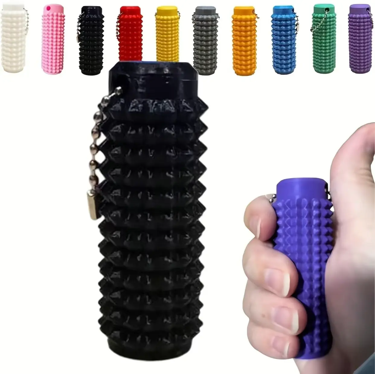 Spiky Sensory Roller Stim Tool, Casual Plastic Fidget Keyring for Anxiety, Portable Stress Reliever to Manage Impulses and Find Relief, 2.76in, Anxiety & Stress Relief, Pain Stimulation