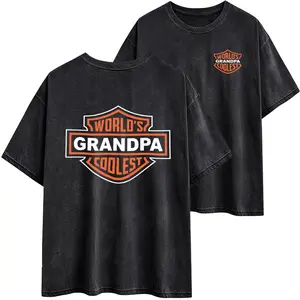 World's Coolest Grandpa Nickname Gift Motorcycle Grandma/Dad /Mom Print Back Font Shirt Sweatshirt Hoodie, Father's Day Tee Birthday Gift from Grandkids/Kids Menswear Top 25626