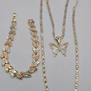 Butterflies set necklace with bracelet gold-plated three colors beautiful style 20"inches short 24"inches bigger chain available jewelry women