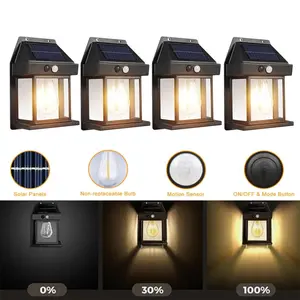 Solar Exterior Wall Lanterns with Motion Sensor & 3 Modes, Dusk to Dawn Waterproof Security Lights for Entryway Front Door Backyard Fence Stairs