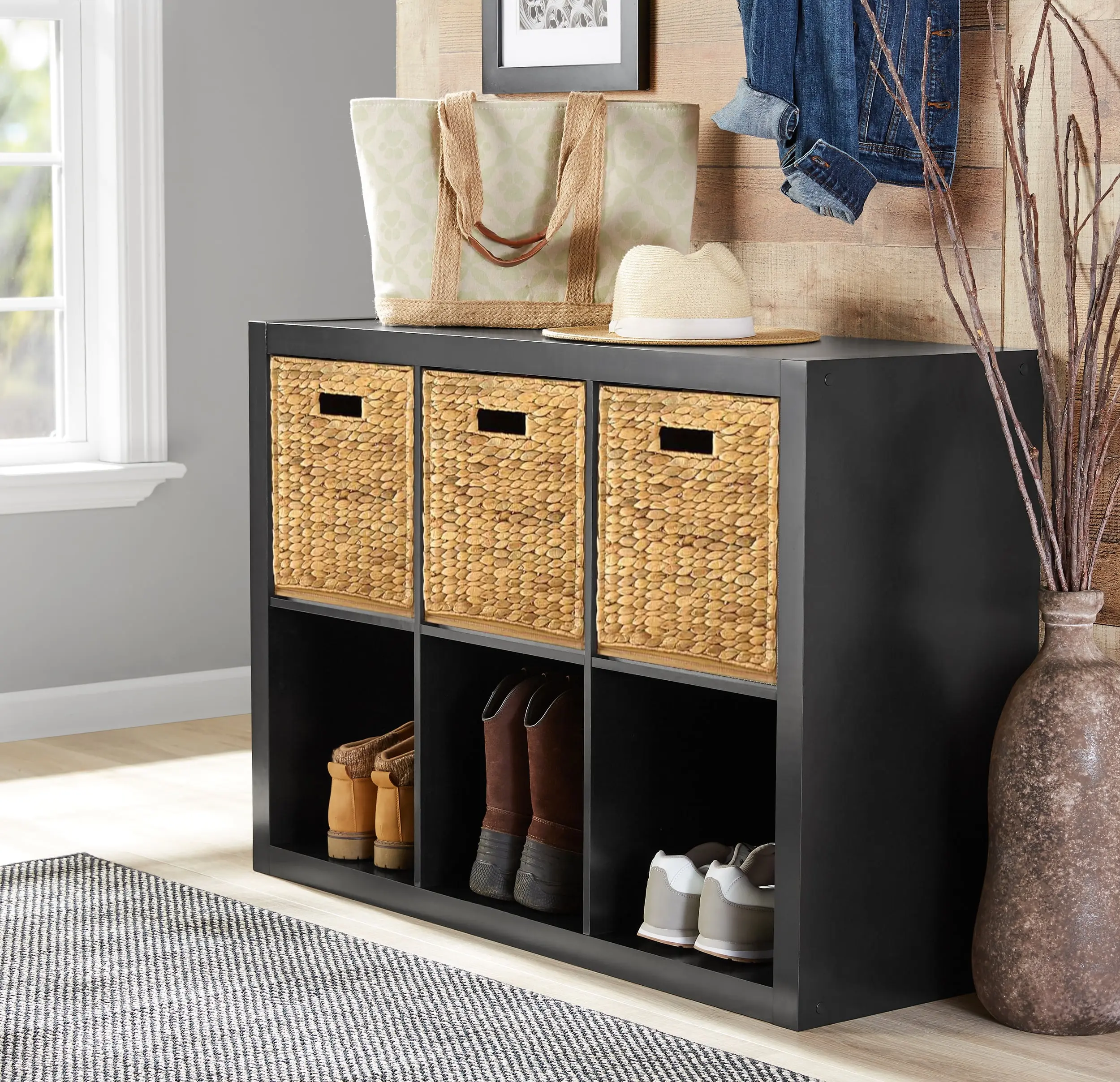 Better Homes & Gardens 6 Cube Storage Organizer, Solid Black