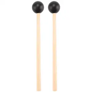 2Pcs Percussion Bell Mallets, Soft Rubber Head, Wood Handle for Glockenspiel, Xylophone, Black Music Instrument Parts