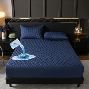 2pcs/3pcs Waterproof Mattress Protector Set, Elastic Fit Sheet, Diamond Pattern Design, Polyester & PU Material, Noise-Free
