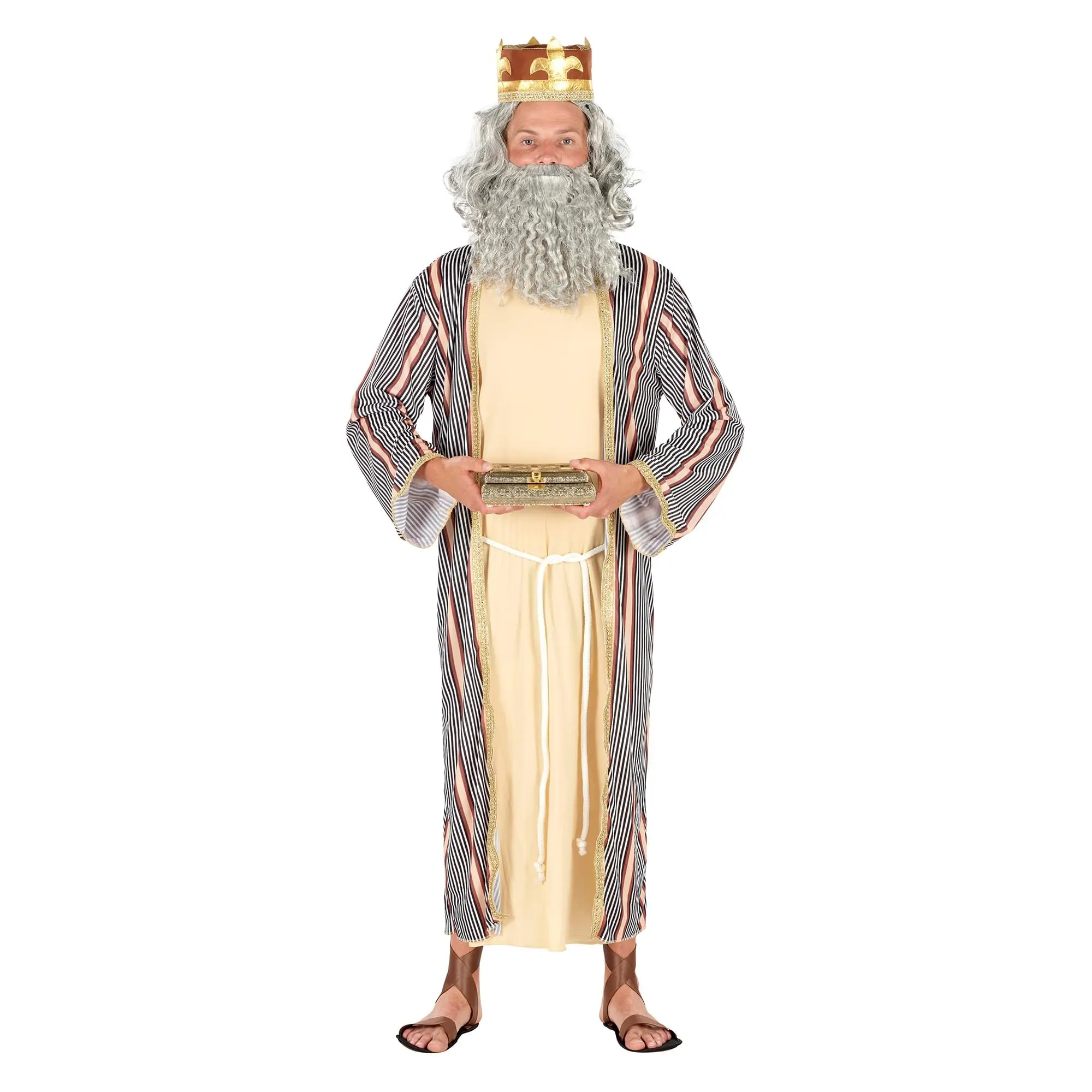 Men's Gold Wise Man Costume, Adult Full-Length Biblical King Robe with Headpiece for Halloween Cosplay and Nativity Plays, Menswear, Fantasy Costume, Clothes