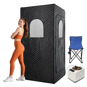 1200W Portable Home Steam Sauna Kit 3L Personal Sauna with Remote Control & Blue Chair Included for Personal Use Compact Design & Powerful Performance