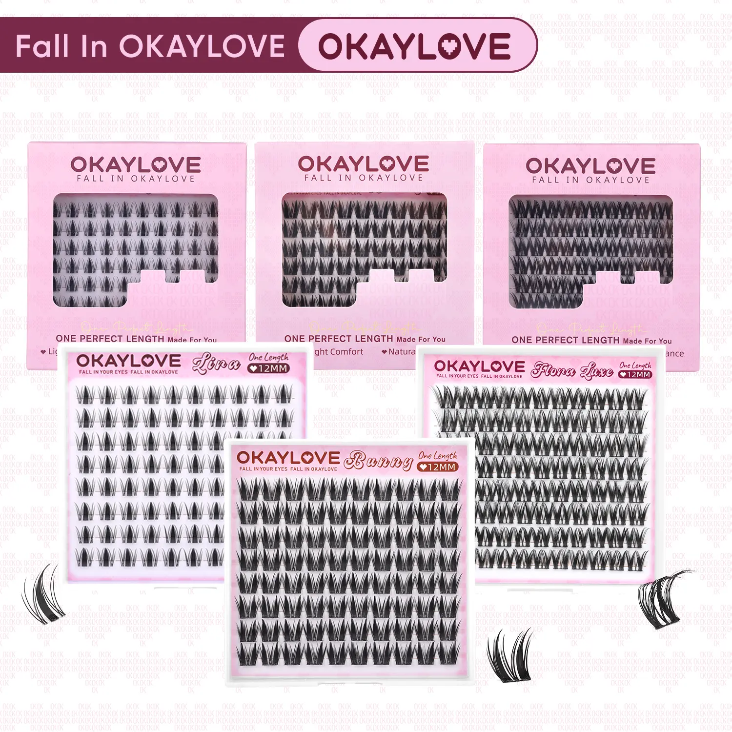 OKAYLOVE Cosmetic Lash Cluster Eyelash Extensions, Lightweight One-Size Clusters for Lira/Bunny/Flora Luxe, 8-18MM Soft DIY At-Home Lashes, Nature-Inspired Makeup Gift #backtoschool #sohochic