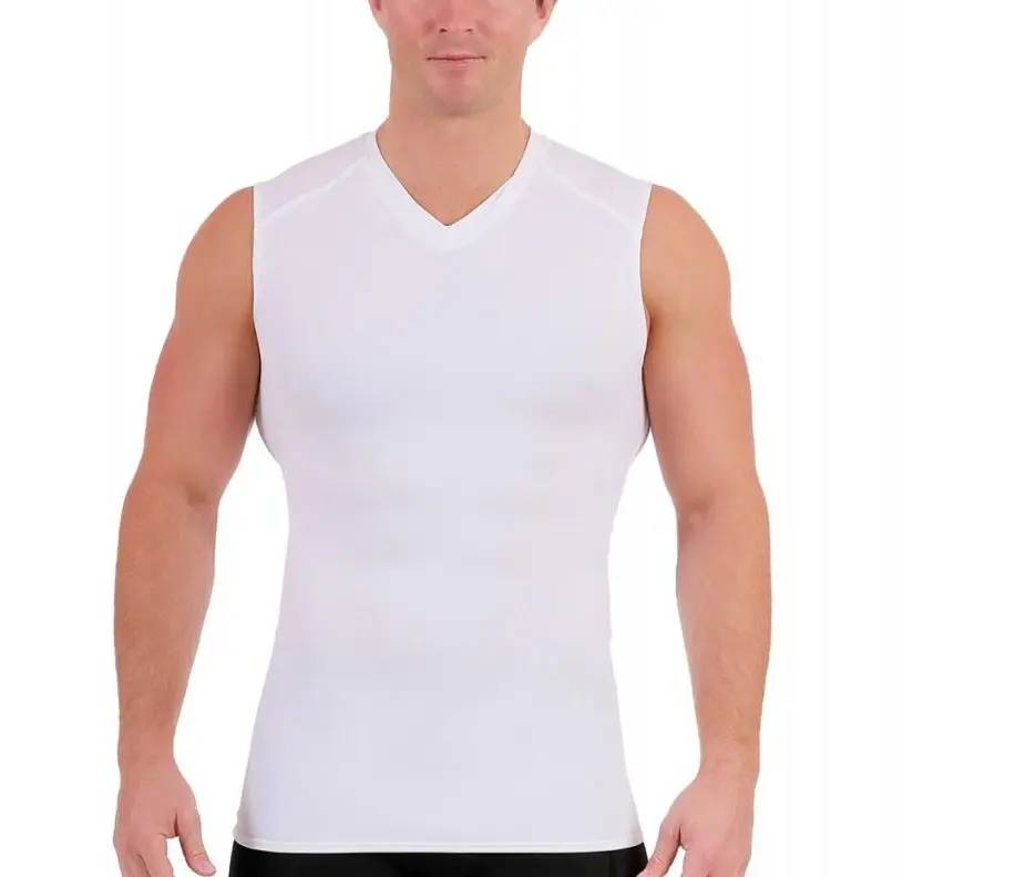 INSTANT FIGURE Insta Slim Big & Tall Sleeveless High V-Neck Compression Shirt 2VAT013BT – Men’s Medium Compression Tank with 4-Way Stretch, Shoulder Support Panels, Lightweight Athletic Fit, Made in USA