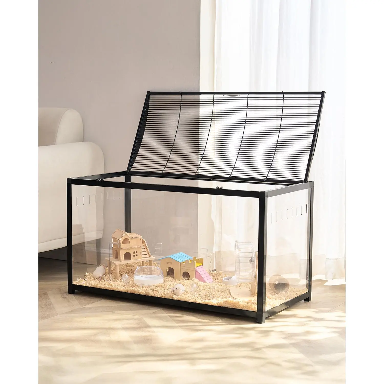 VEVOR Hamster Cage Habitat 37.8in Clear Pet Rodent Gerbil Mice Small Animal House