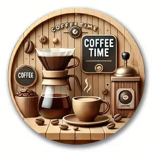 [Vintage Coffee Art] Rustic 1pc Vintage Coffee Time Decorative Wall Art| 8x8 Inch Aluminum Metal Sign with French Press, Espresso Machine & Coffee Beans Design, Durable Home Gift, Coffee Bar Accessories for Coffee Lovers Wall decoration iron painting