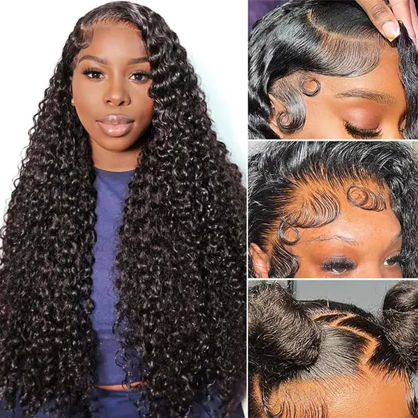 Cynosure Hair Curly 26 inch 13x6 Lace Front Wig Human Hair Pre Plucked Pre Bleached 13x6 HD Lace Frontal Wig Affordable Human Hair Wigs For Women