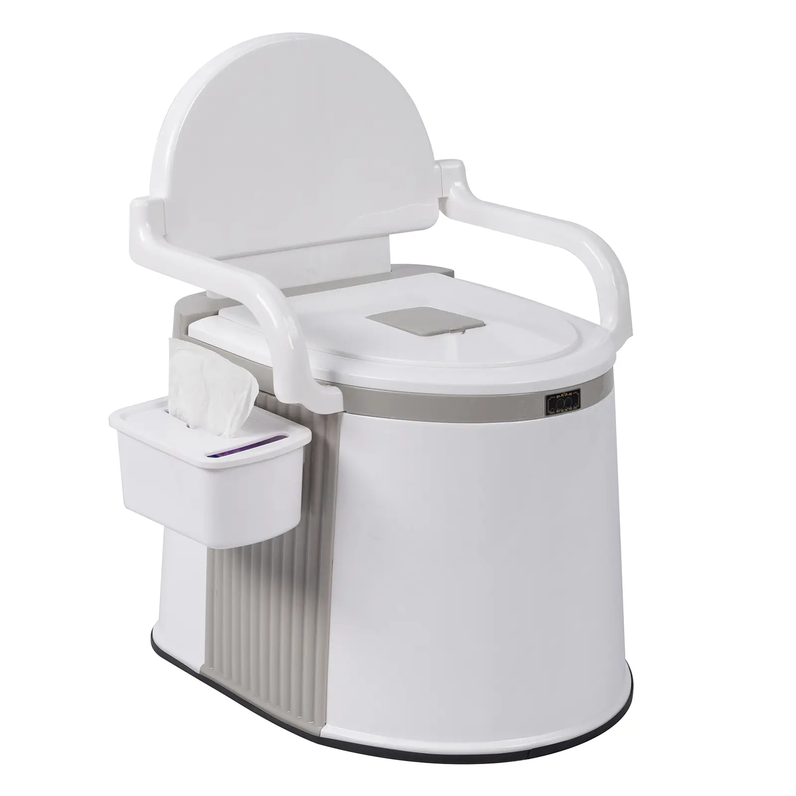Outdoor Portable Toilet for Camping, Hiking, Fishing, Travel, Easy to Install, Includes Tissue Box, Handrails, and 5-Gallon Bucket, No Water Needed