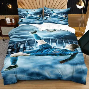 3-Piece Cristiano Ronaldo Print Decorative Bedding Set, Includes 1 Fitted Sheet & 2 Pillowcases, Soft Bedroom Decor for Kids & Adults, Decorative Bedsheet Sets