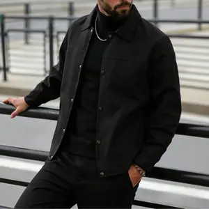 Men's Lightweight Casual Jacket with Snap Closure - Elegant Lapel Design, Solid Color, Light Business Style, Ideal for Daily Wear, Office, Business Trips, Formal Occasions, Spring & Autumn - Menswear