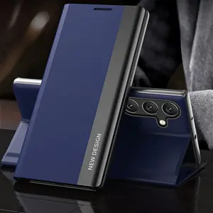 Magnetic Attraction Protective Phone Case with Built-in Bracket Function, 1 Count Business Folding Phone Case, Phone Accessories Compatible with Samsung Galaxy A55