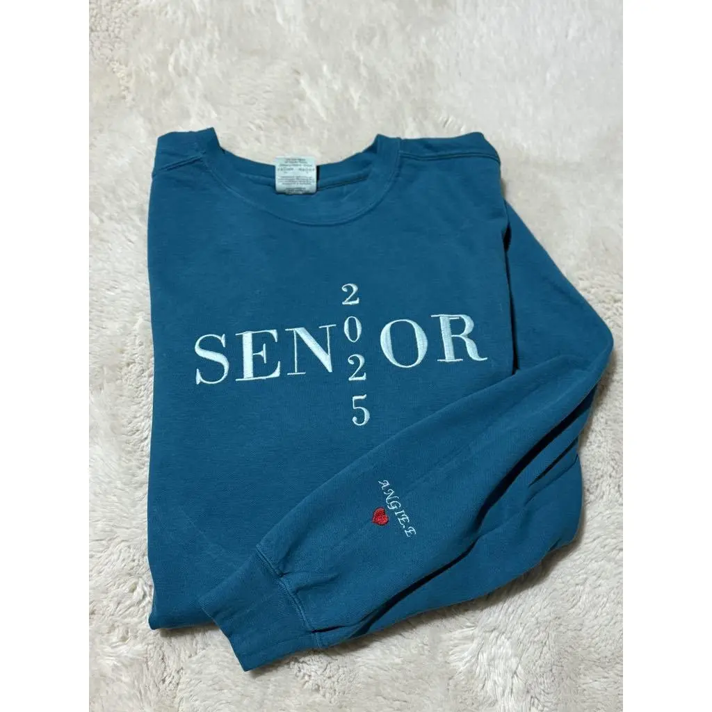 Senior 2025 Embroidered Sweater with name on sleeve
