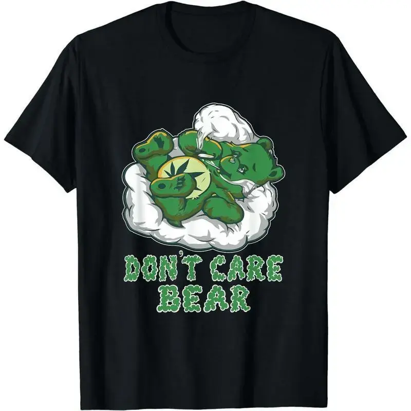 Women's 100% Pure Cotton Short-Sleeve Crew Neck Graphic T-Shirt, Funny Bear Smoking Design, 4:20 Stoner Gift for Men, Women's Tops