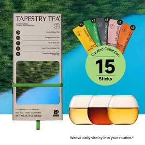 Tapestry Tea Instant Tea Women's Daily Tea Set - Pure & Fruity Instant Stick Packs - 15 Sachets