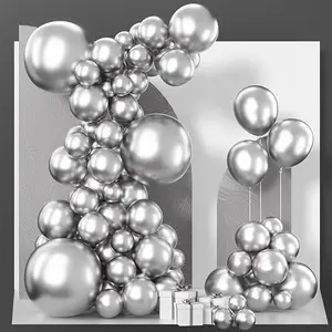 PartyWoo Metallic Silver Balloons 85 pcs 18 12 10 5 Inch for Birthday Wedding Decorations Silver-G102