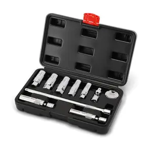 CASOMAN 10PCS 3/8"Drive Magnetic Spark Plug Socket Set, 6PT&12PT, Include Extension Bar, Universal Joint & Spark Plug Gapper, CR-V Steel Hex Combination Wrench#TikTokShopBlackFriday