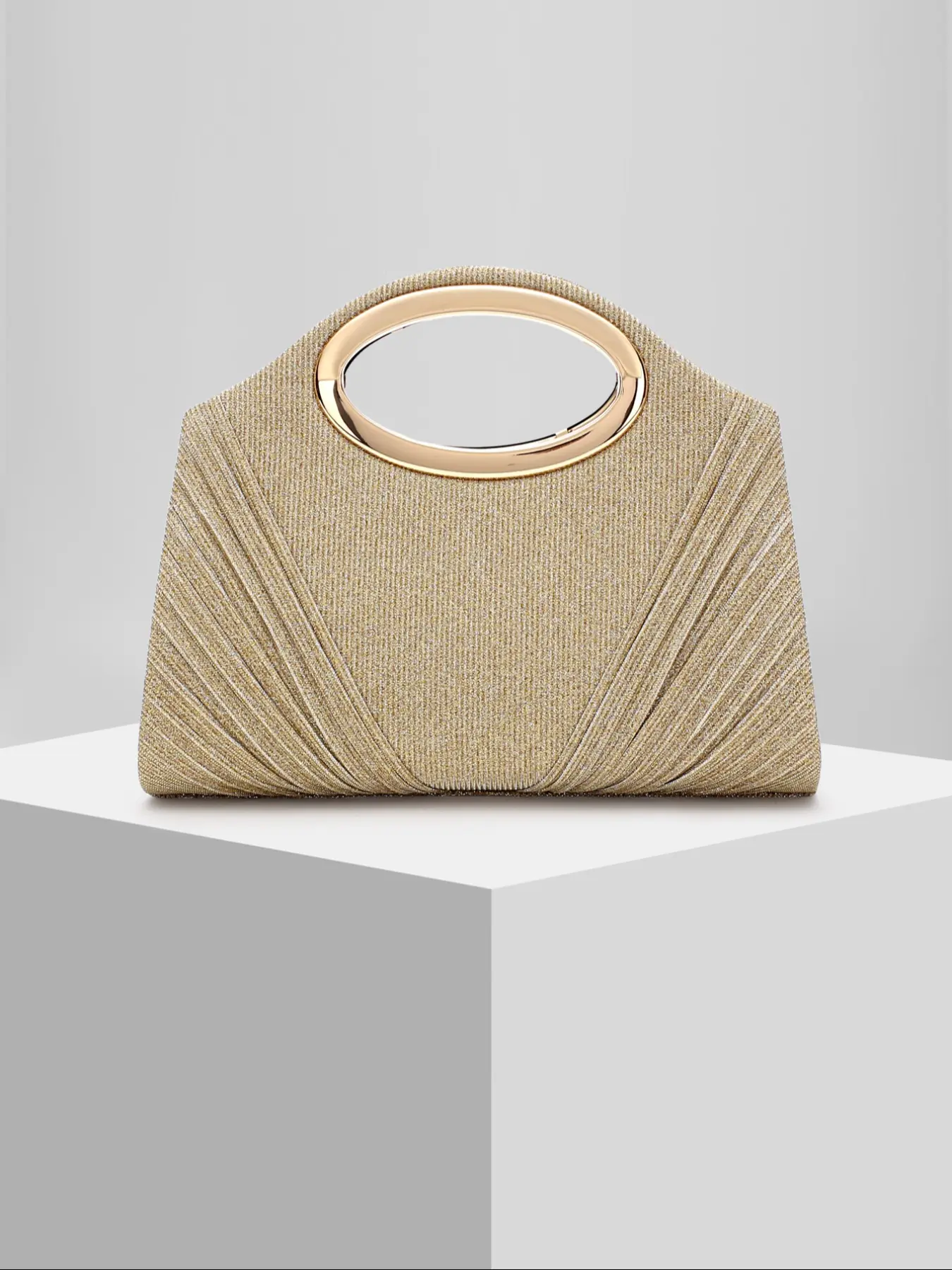 New Women's Ring Pleated Shiny Evening Bag, High-End Handbag, Formal Dress Clutch, Wedding Bag, Party Season, Chain Strap Clutch, Clutch Purse, Elegant Purse, Elegant Stylish Purse