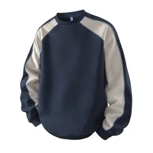 Spring new arrival loose-fit sports top, color-block contrast hoodie, casual base layer sweatshirt, trendy brand crewneck hoodie, men’s spring patchwork loose long-sleeve hoodie with a structured design, comfortable breathable fabric, suitable for everyda