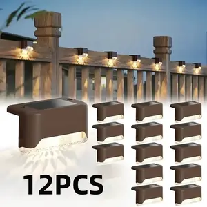 VITYAZI DayGift 12 Pieces Solar Outdoor Garden Lights - Landscape Lighting and Yard LED Solar Lights for Garden Arrangements on Outdoor Stairs, Steps, Fences, Patios, Deck, Walls, Rail Decorations, Patios and Paths (Warm White)