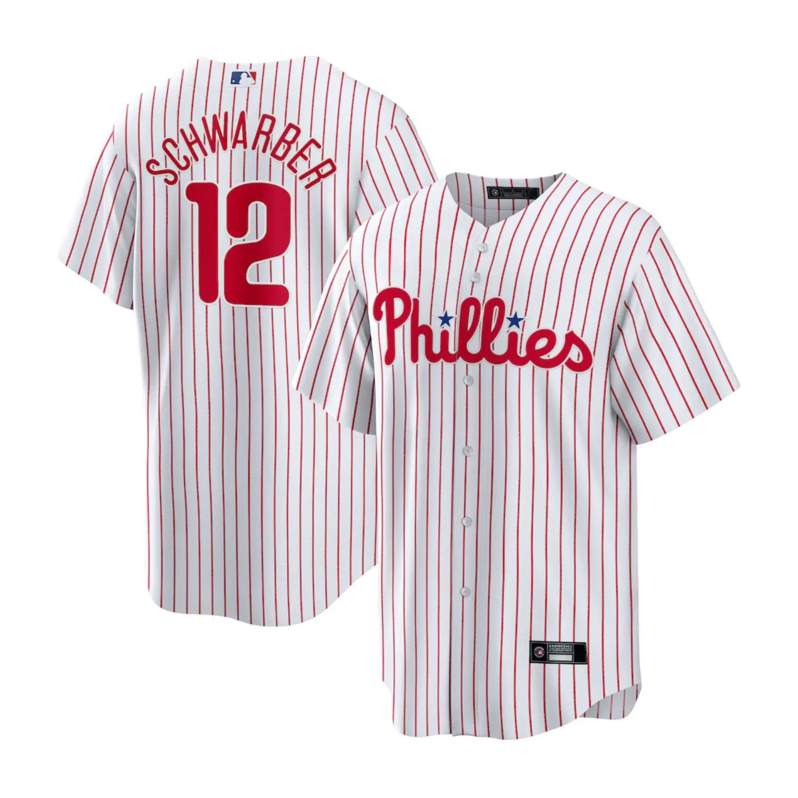 Men's 12 Schwarber Printed White Baseball Jersey Men's 12 Schwarber Printed White Baseball Jersey